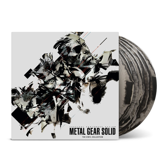 Mock-up of Metal Gear Solid The Vinyl Collection Laced Records Exclusive Edition 6LP box set with silver and black discs